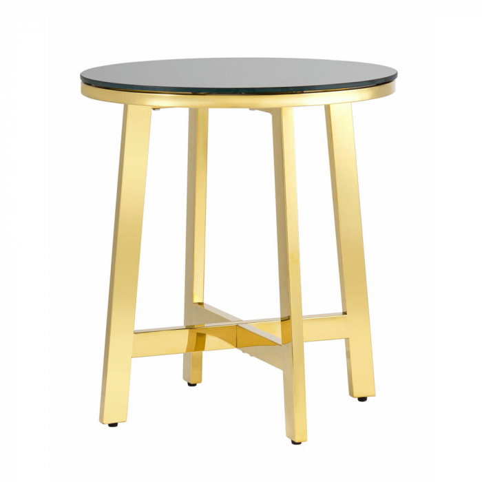 Журнальный стол 50*50 АЛЬБА золото стекло черное