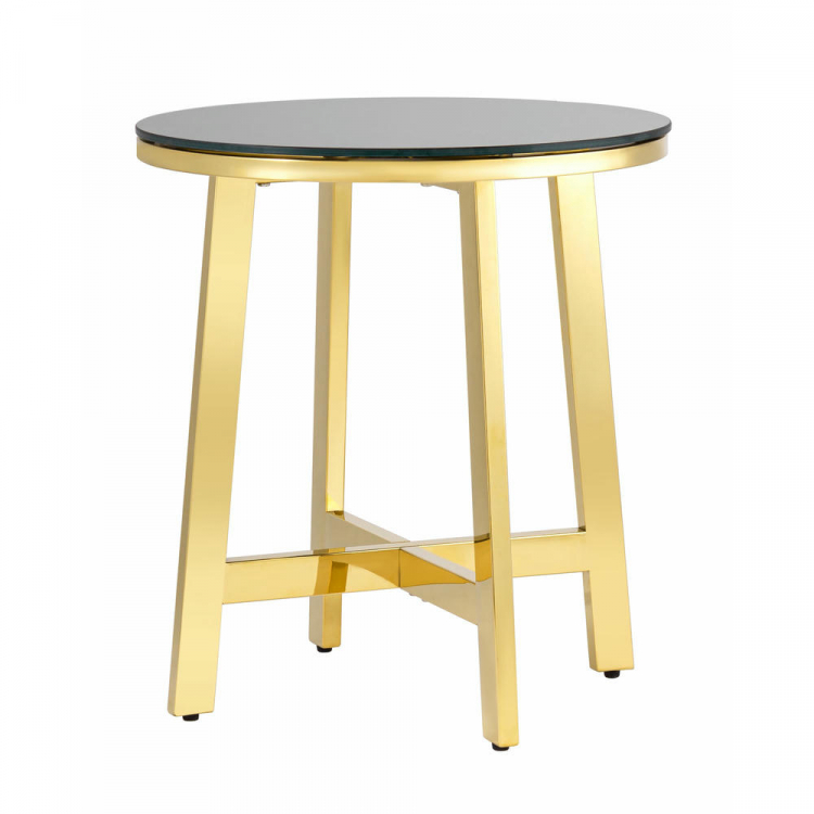 Журнальный стол 50*50 АЛЬБА золото стекло черное