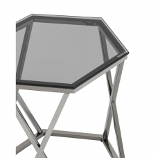 Журнальный столик Круз 48*42 стекло smoke сталь темный хром