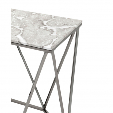 Консоль Авалон 122*41 серый мрамор сталь темный хром