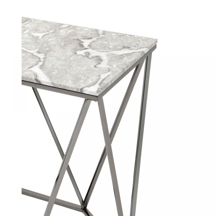 Консоль Авалон 122*41 серый мрамор сталь темный хром