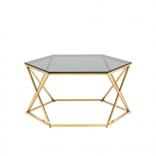 Журнальный столик Круз 93*80 стекло smoke сталь золото