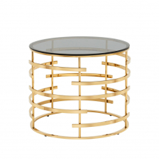 Журнальный столик Инфлюэнс 60*60 стекло smoke сталь золото