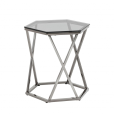 Журнальный столик Круз 48*42 стекло smoke сталь темный хром