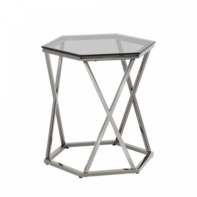 Журнальный столик Круз 48*42 стекло smoke сталь темный хром