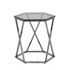 Журнальный столик Круз 48*42 стекло smoke сталь темный хром