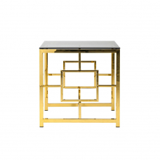 Журнальный столик 55*55 БРУКЛИН стекло smoke сталь золото