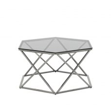 Журнальный столик Круз 93*80 стекло smoke сталь темный хром