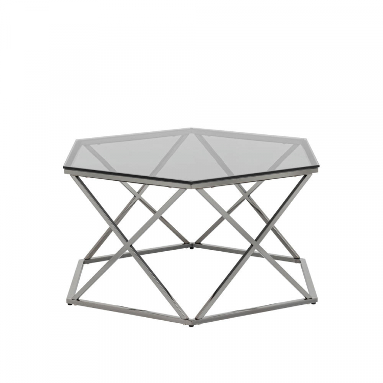 Журнальный столик Круз 93*80 стекло smoke сталь темный хром