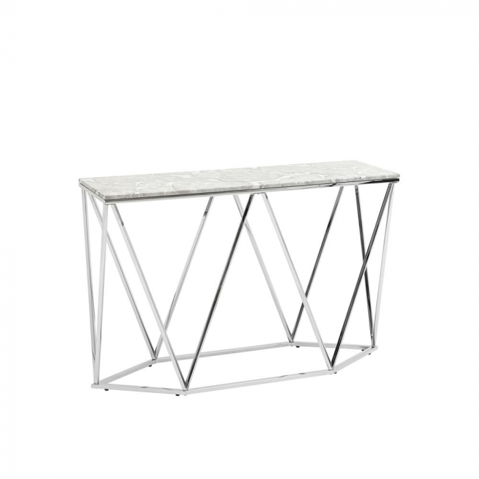 Консоль Авалон 122*41 серый мрамор сталь серебро
