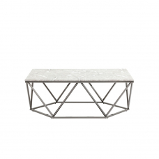 Журнальный столик Авалон 122*66 серый мрамор сталь темный хром