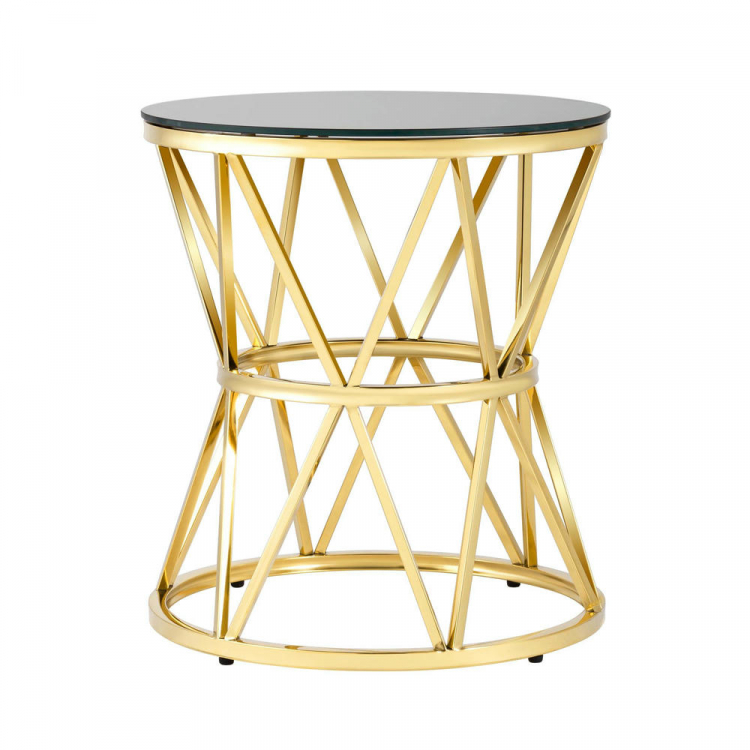 Журнальный стол 50*50 ВИВА золото стекло черное