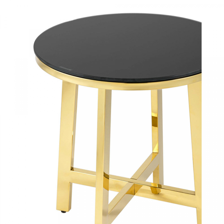 Журнальный стол 50*50 АЛЬБА золото стекло черное