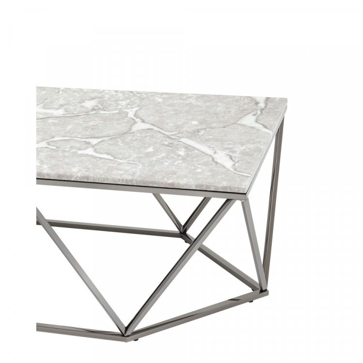 Журнальный столик Авалон 122*66 серый мрамор сталь темный хром