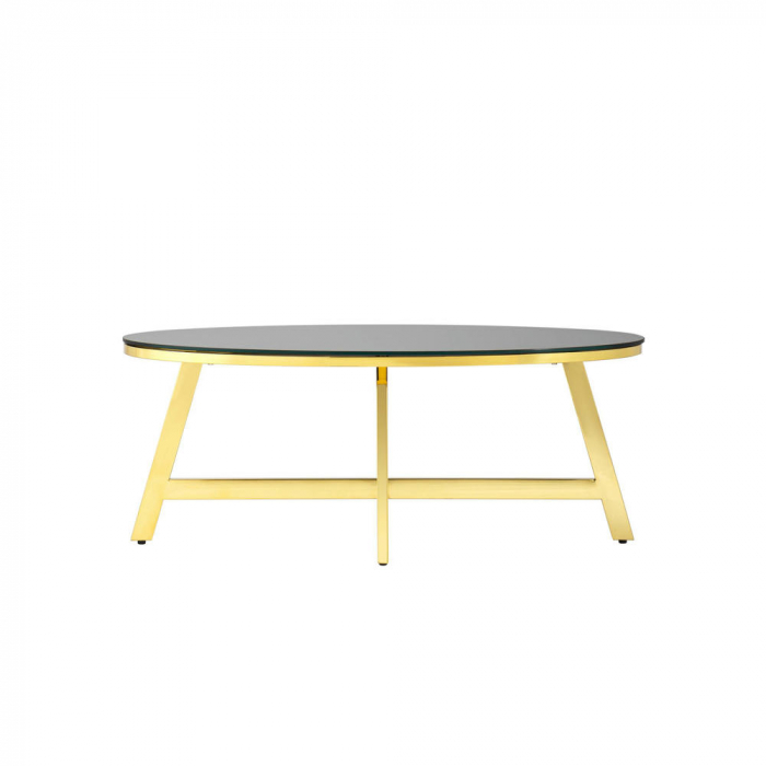 Журнальный стол 100*50 АЛЬБА золото стекло черное