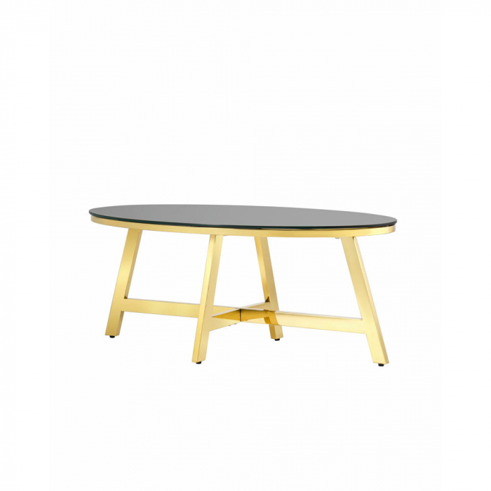 Журнальный стол 100*50 АЛЬБА золото стекло черное