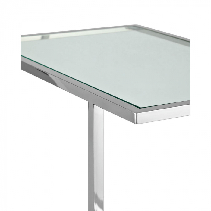 Журнальный столик 50*32 БОСТОН прозрачное стекло сталь серебро