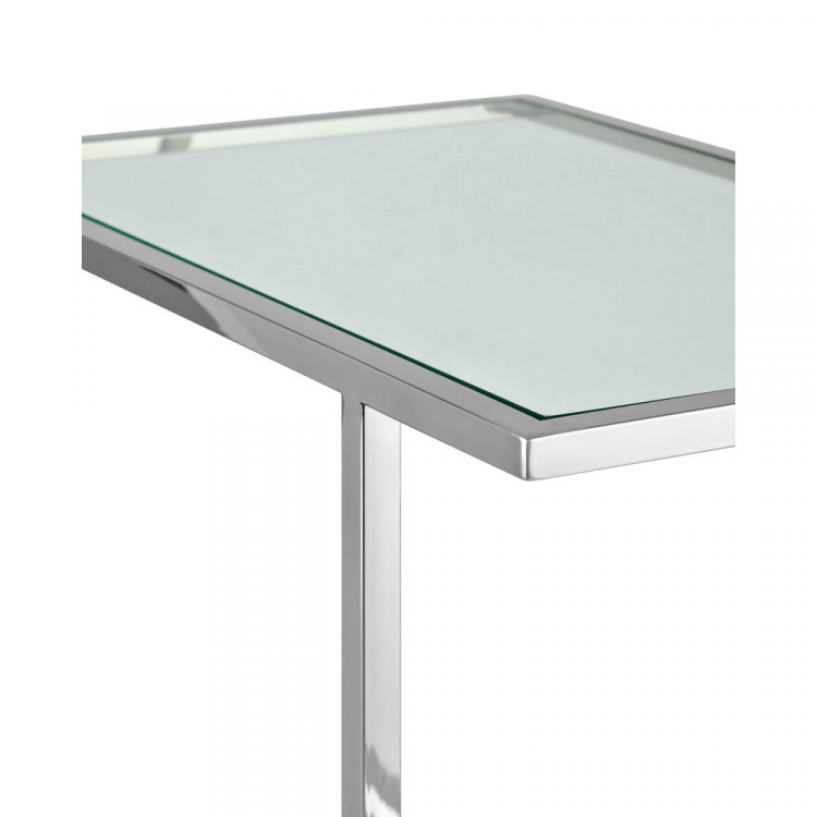 Журнальный столик 50*32 БОСТОН прозрачное стекло сталь серебро