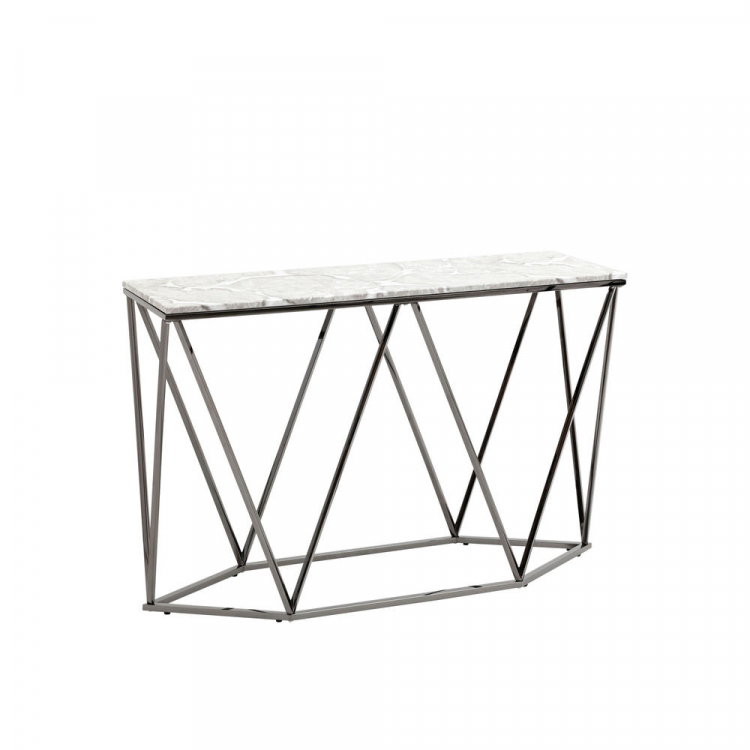 Консоль Авалон 122*41 серый мрамор сталь темный хром
