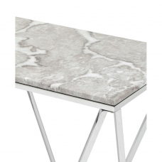 Консоль Авалон 122*41 серый мрамор сталь серебро