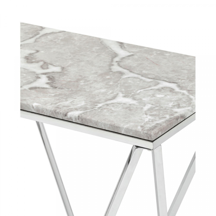 Консоль Авалон 122*41 серый мрамор сталь серебро