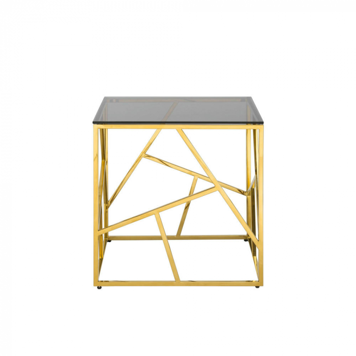 Журнальный столик 55*55 АРТ ДЕКО золото стекло smoke