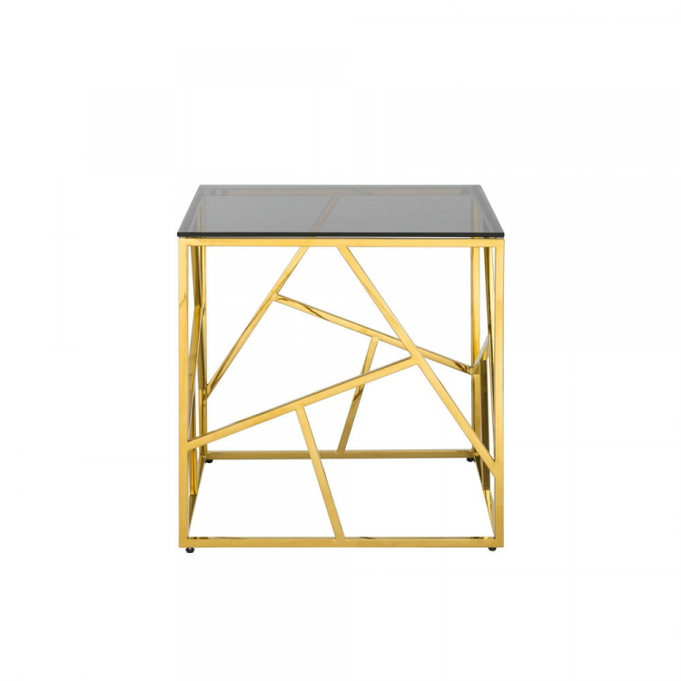 Журнальный столик 55*55 АРТ ДЕКО золото стекло smoke