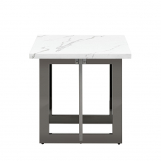 Журнальный столик Нэйтан 61*61 белый мрамор сталь темный хром