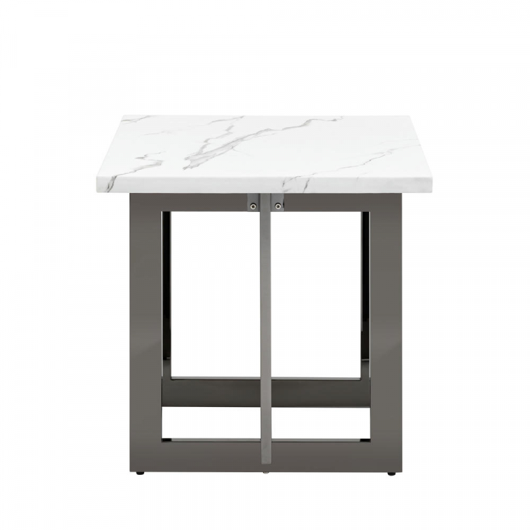 Журнальный столик Нэйтан 61*61 белый мрамор сталь темный хром