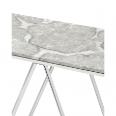 Консоль Авалон 122*41 серый мрамор сталь серебро