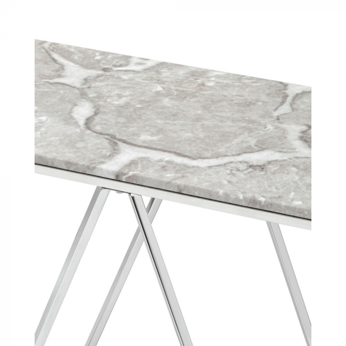 Консоль Авалон 122*41 серый мрамор сталь серебро