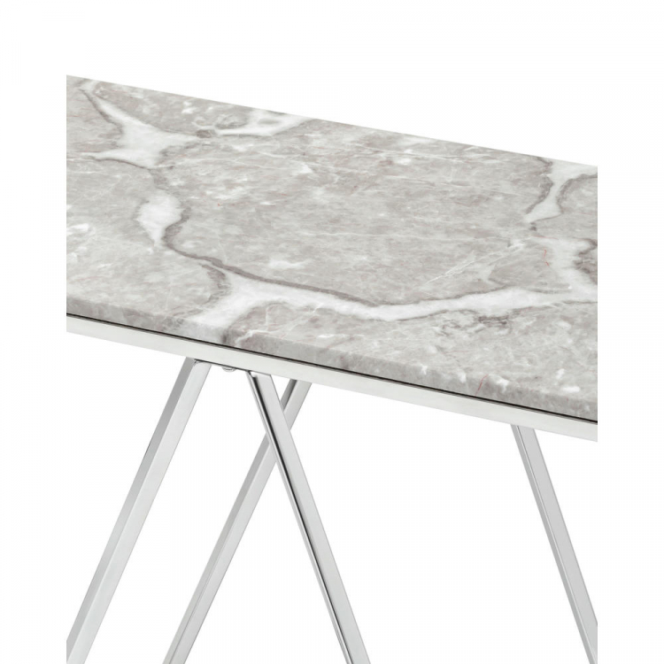Консоль Авалон 122*41 серый мрамор сталь серебро