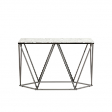 Консоль Авалон 122*41 серый мрамор сталь темный хром