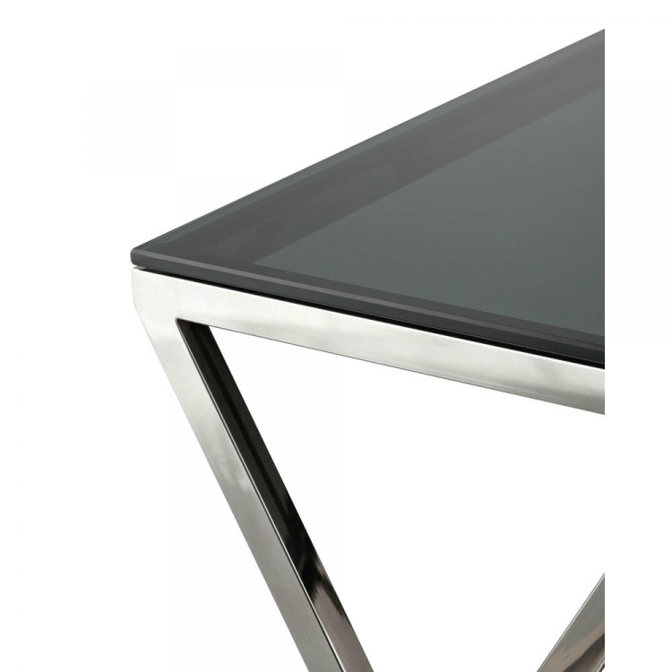 Журнальный стол 55*55 ИНСИГНИЯ сталь темный хром стекло smoke