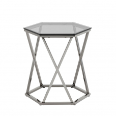 Журнальный столик Круз 48*42 стекло smoke сталь темный хром