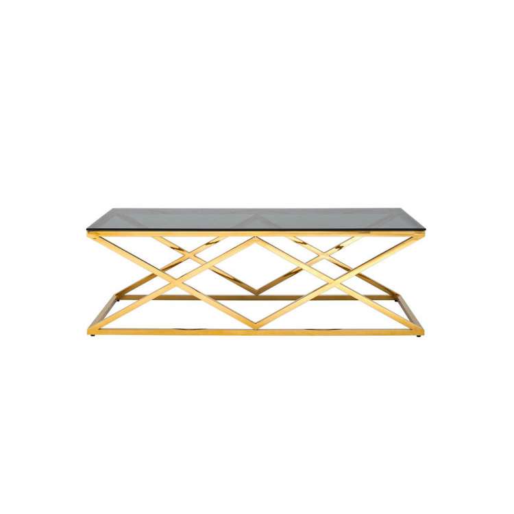 Журнальный стол 120*60 ИНСИГНИЯ золото стекло smoke