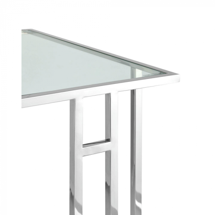 Журнальный столик 50*32 БОСТОН прозрачное стекло сталь серебро