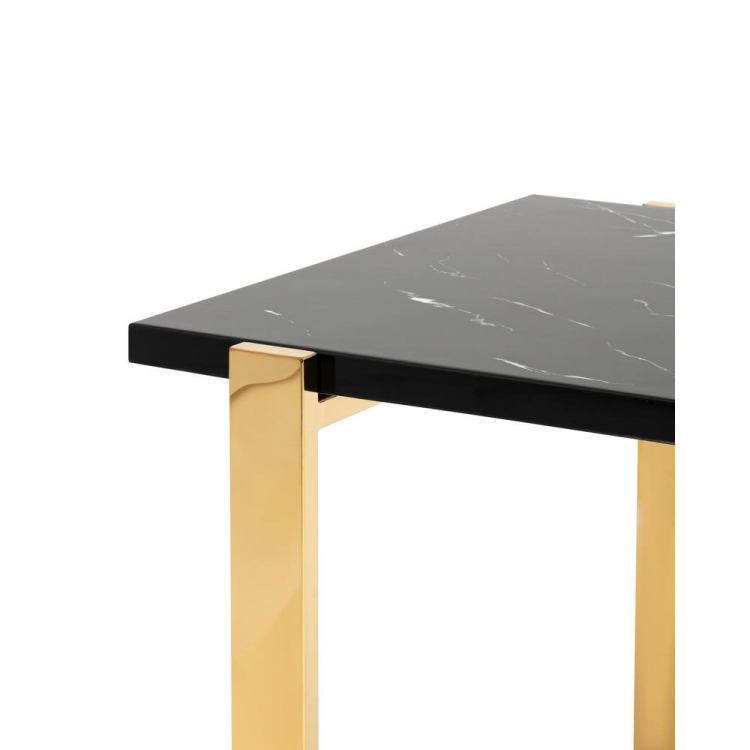 Журнальный столик Тоби 61*61 черный мрамор сталь золото