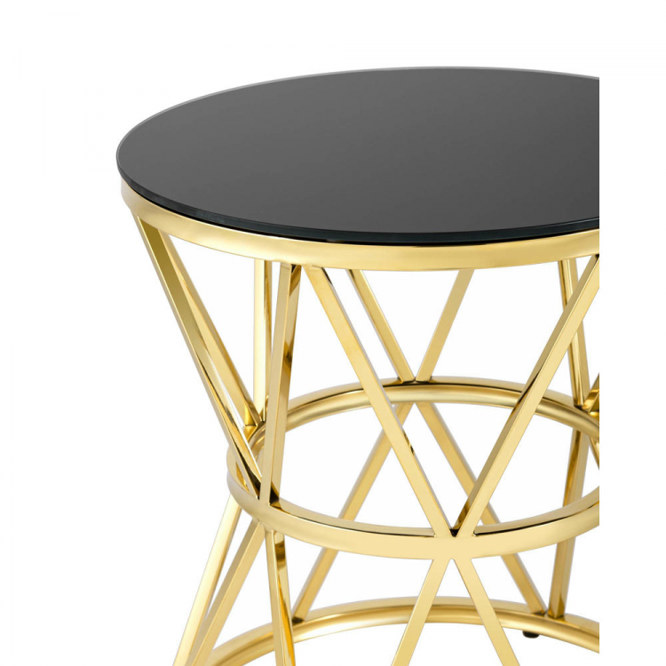 Журнальный стол 50*50 ВИВА золото стекло черное