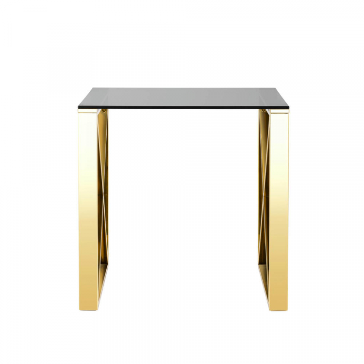 Журнальный стол 55*55 КРОСС золото стекло smoke