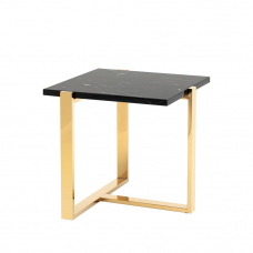 Журнальный столик Тоби 61*61 черный мрамор сталь золото