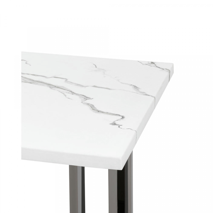 Журнальный столик Нэйтан 61*61 белый мрамор сталь темный хром
