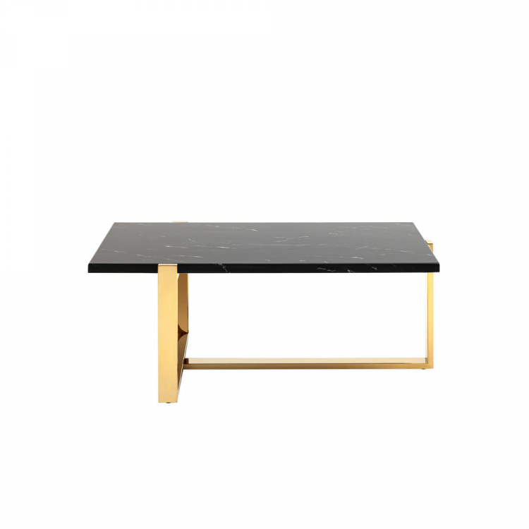 Журнальный столик Тоби 109*66 черный мрамор сталь золото