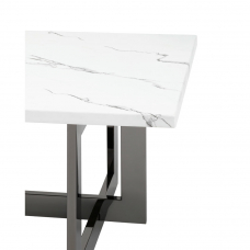 Журнальный столик Нэйтан 122*61 белый мрамор сталь темный хром
