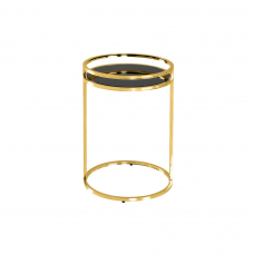 Журнальный столик Гестия 41*60см стекло черное сталь золото