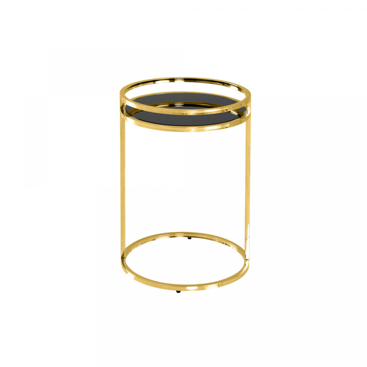 Журнальный столик Гестия 41*60см стекло черное сталь золото