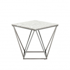 Журнальный столик Авалон 61*61 серый мрамор сталь темный хром