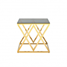 Журнальный стол 55*55 ИНСИГНИЯ золото стекло smoke