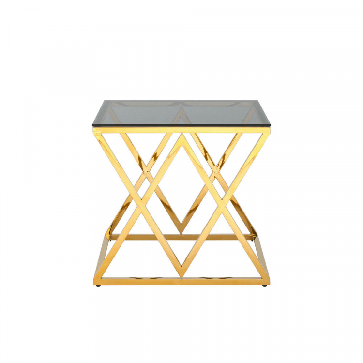 Журнальный стол 55*55 ИНСИГНИЯ золото стекло smoke