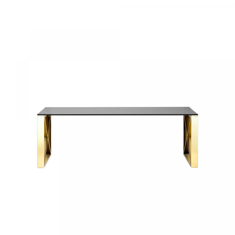 Журнальный стол 120*60 КРОСС золото стекло smoke